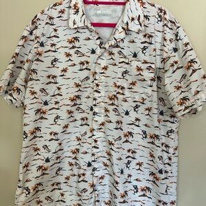 Columbia Men's Palm Tree Print Shirt - White and Orange